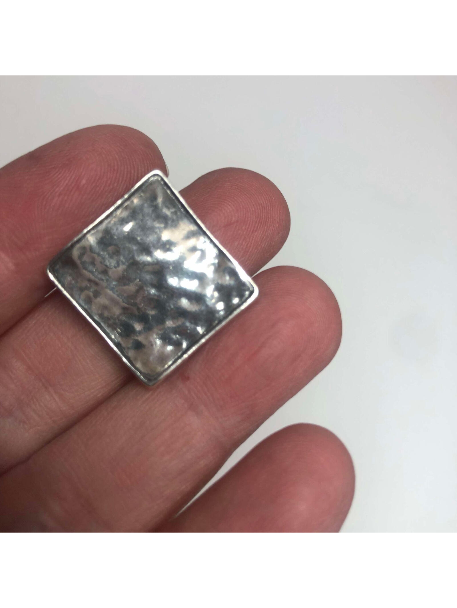 840 Silpada Square Hammered 925 Sterling Silver Modern Htf Square Ring Sz6 R1688